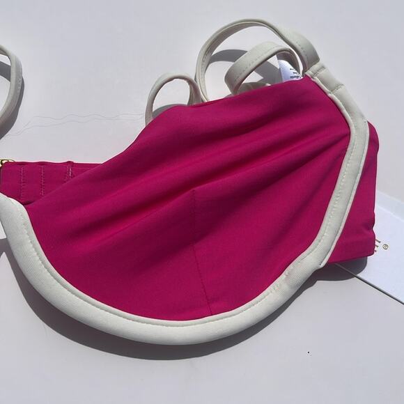 L*Space Nico Bikini Top Swim Pink White - Picture 12 of 14